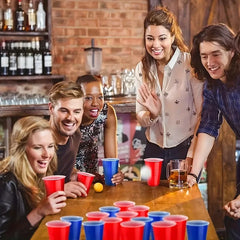 Beer Pong Game Toy Set with 12Pcs Beer Mugs & 8Pcs 40+ Ping Pong Balls, Outdoor Gathering Party Drinking Supplies,Christmas