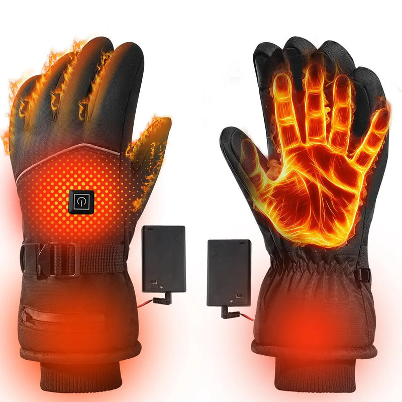 Heated Gloves,Battery Box Hand Warm Windproof Thermal Winter for Cycling Motorcycle Driving Skiing Outdoor Winter Sport (No Battery)