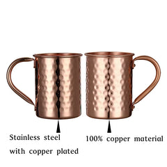 Hammered Copper Plated Stainless Steel Moscow Mule Mug Drum-Type Beer Cup Coffe Cup Water Glass Drinkware