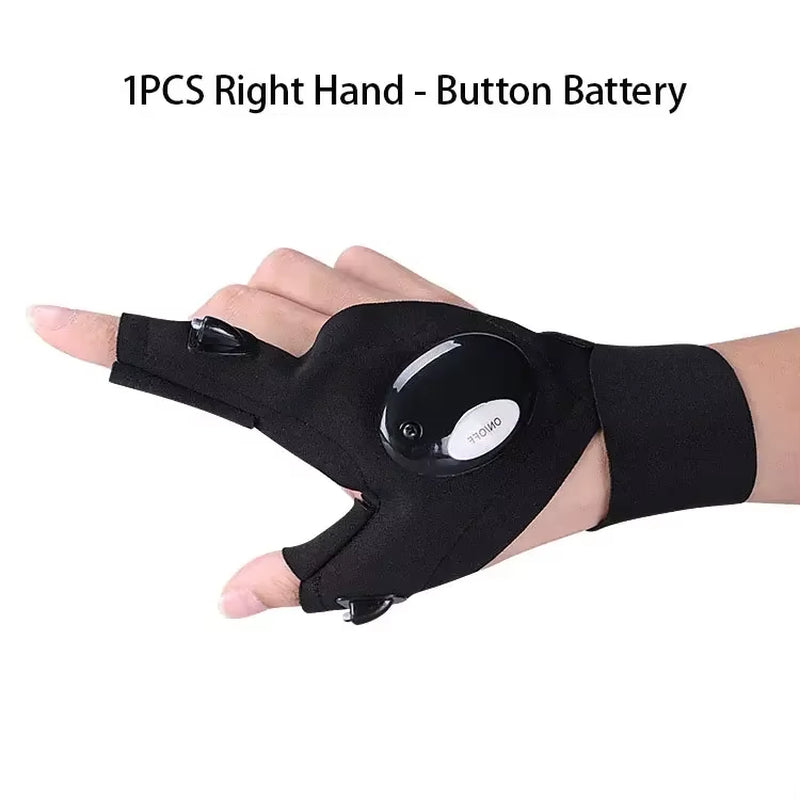 LED Flashlight Fishing Strap Fingerless Gloves Waterproof Cycling Camping Hiking Rescue Glove Lamp Lighting Gloves