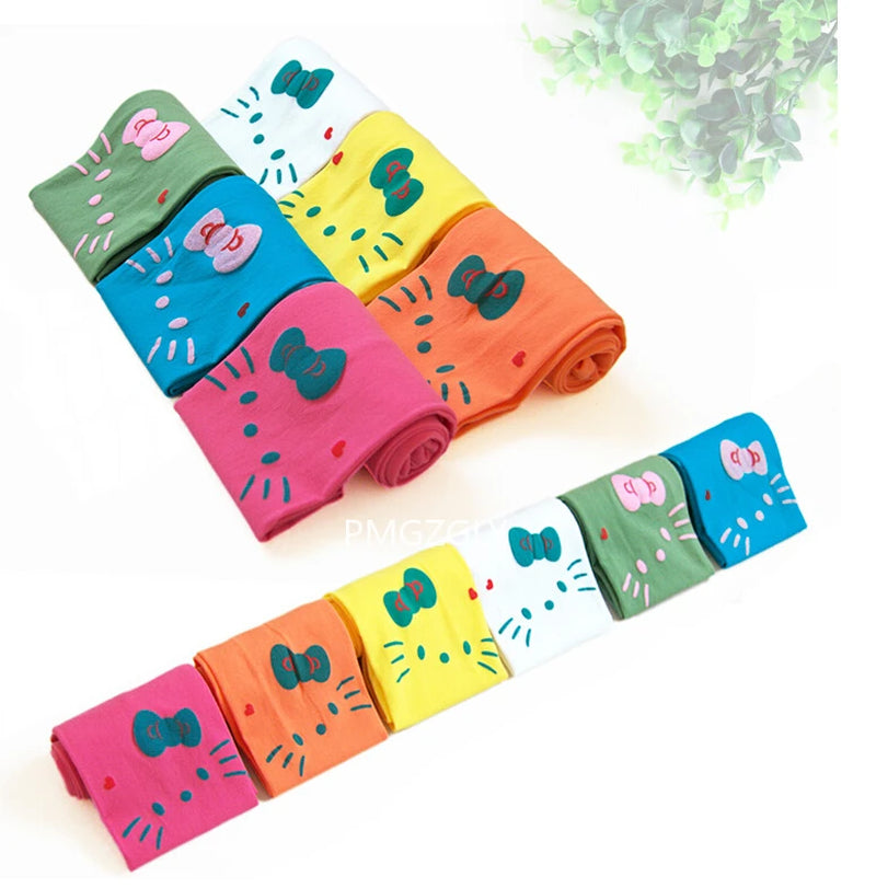 Girl Tights Cat Print Children Kids Pantyhose Velvet Fabric Princess Party Dance Tights Girl Stockings 3-9T Tights Spring Summer