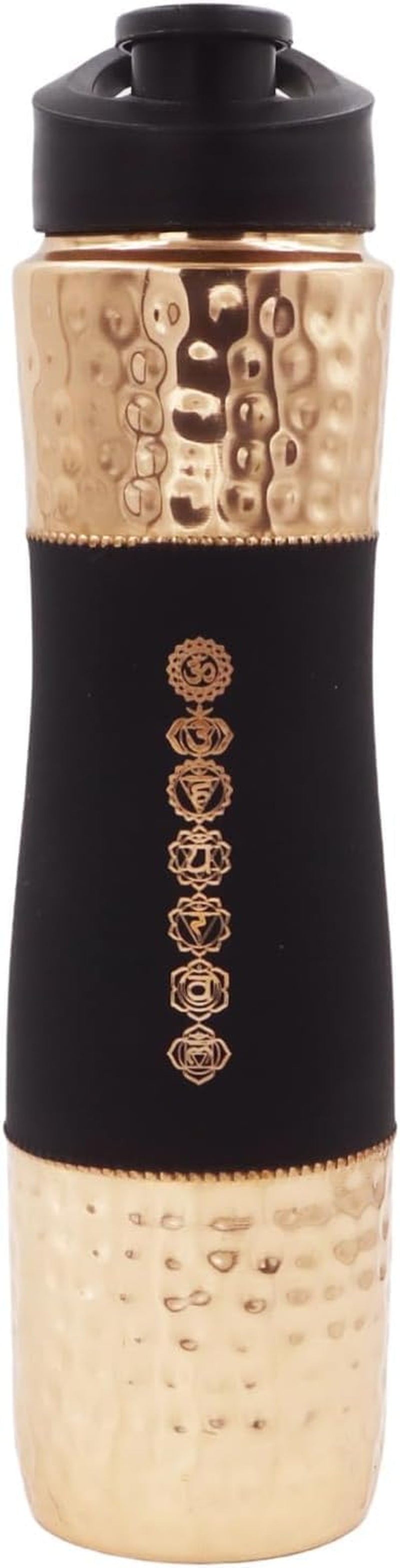 Pure Copper Water Bottle with Sipper, 1000 Ml Capacity for Ayurveda Health Benefits - 7 Chakras Engraved