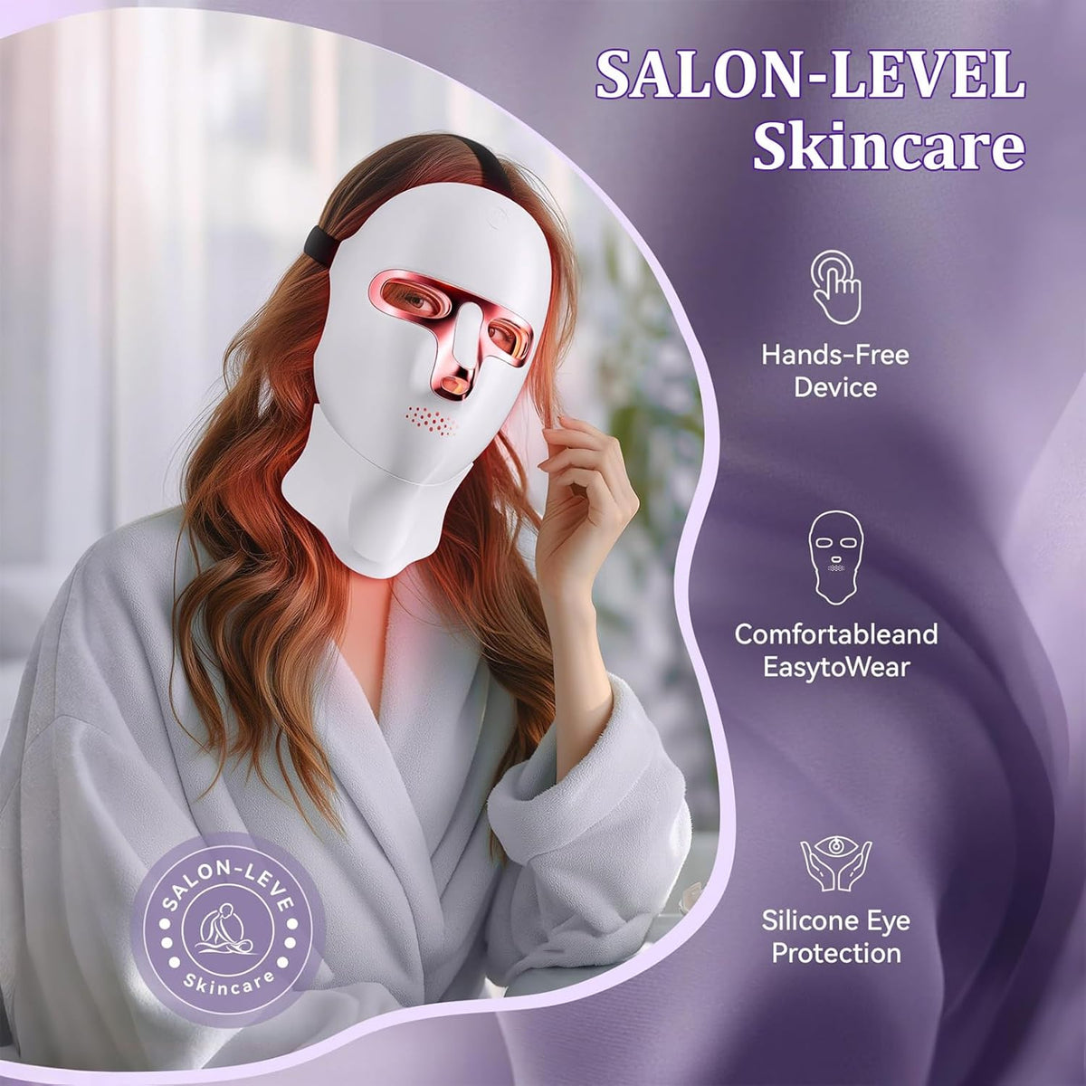 LED Face Mask Light Therapy for Face and Neck 270 + 90 LED Beads 7 Color Light Therapy Mask Red Light Therapy Face Mask for Skin Rejuvenation Anti-Aging Wrinkles Tightening Facial Skin Care Device