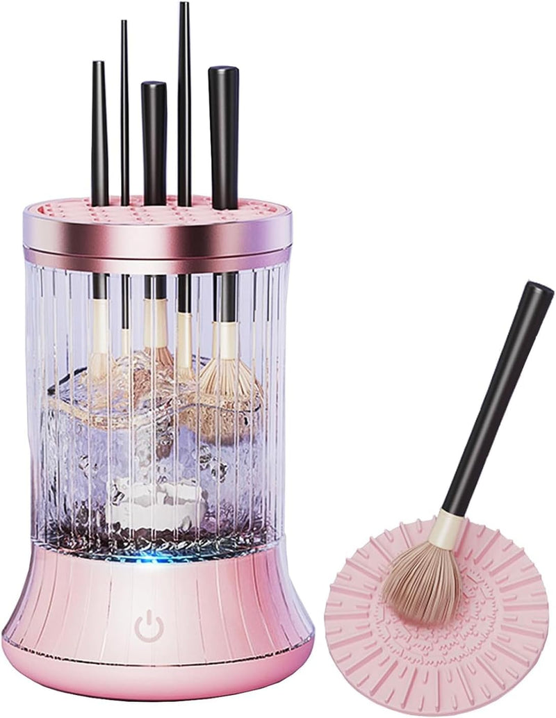Upgrade Electric Makeup Brush Cleaner Machine – Makeup Brush Clean and Dry Makeup Brushes Tools,Sponges Automatically-Make up Dryer,Washer Holder Combined(Pink)-Perfect for Home & Professional Use