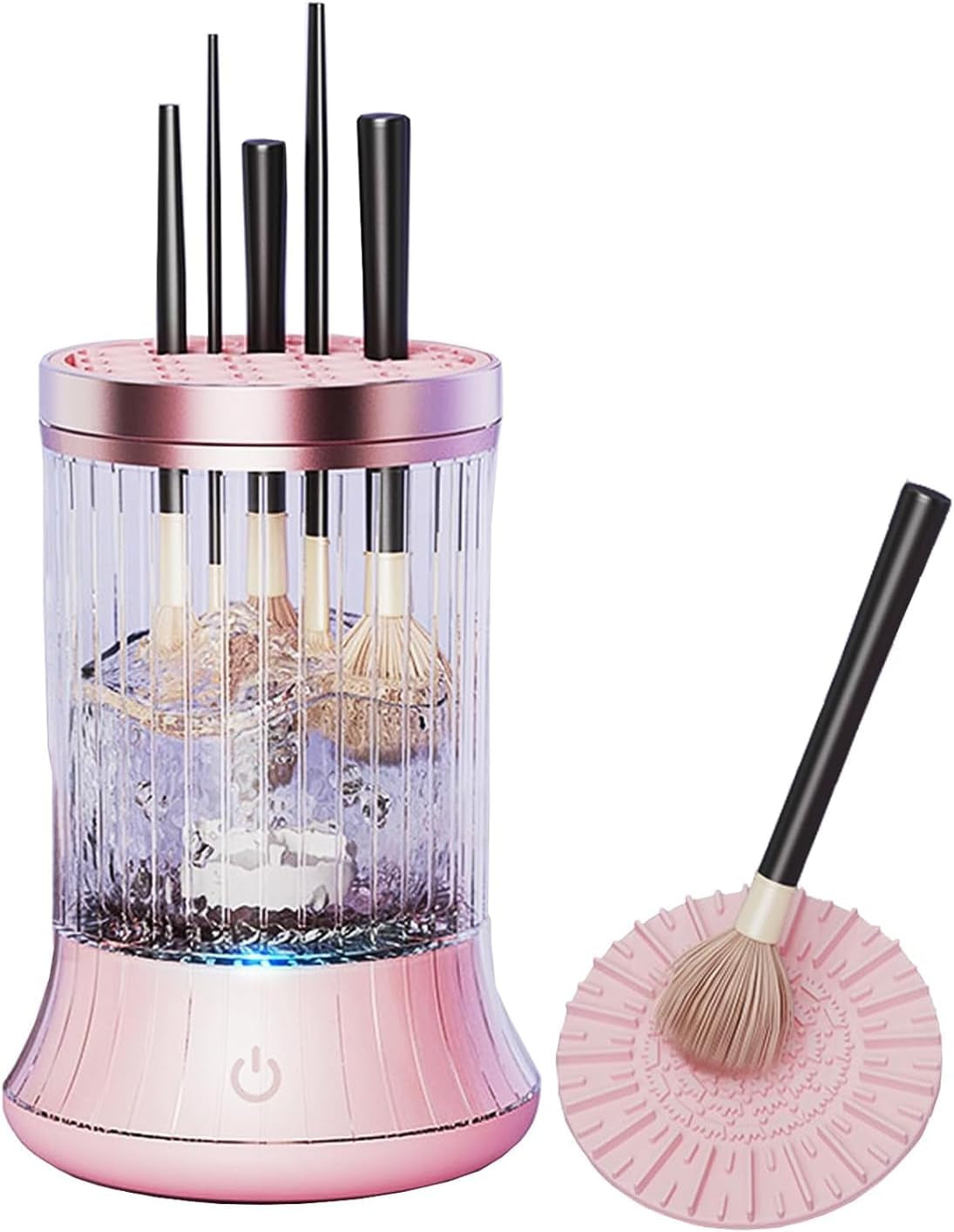 Upgrade Electric Makeup Brush Cleaner Machine – Makeup Brush Clean and Dry Makeup Brushes Tools,Sponges Automatically-Make up Dryer,Washer Holder Combined(Pink)-Perfect for Home & Professional Use