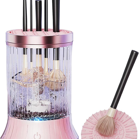 Upgrade Electric Makeup Brush Cleaner Machine – Makeup Brush Clean and Dry Makeup Brushes Tools,Sponges Automatically-Make up Dryer,Washer Holder Combined(Pink)-Perfect for Home & Professional Use