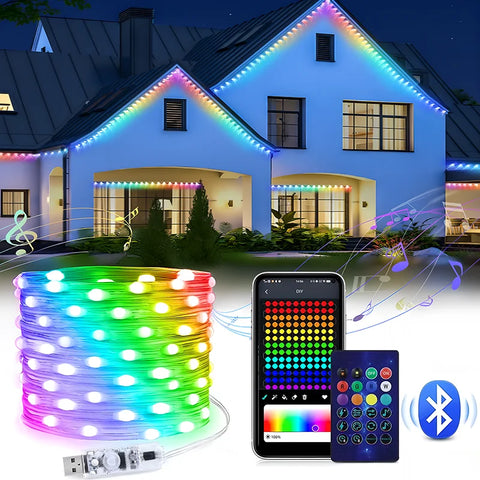 Permanent Outdoor Lights Smart RGBIC LED Eaves Lights with App/Remote Control Full House Flashing Lighting Christmas Decor