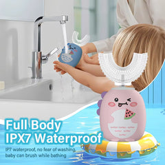 Electric Toothbrush for Children U Shaped Electric Child Toothbrush USB Rechargeable Cartoon Kids Children'S Electric Toothbrush