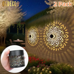 2Pcs Solar Wall Lights IP65 Metal Outdoor Wall Theme Fence Lights Garden Backyard Decoration Outdoor Decor Front Door Lantern