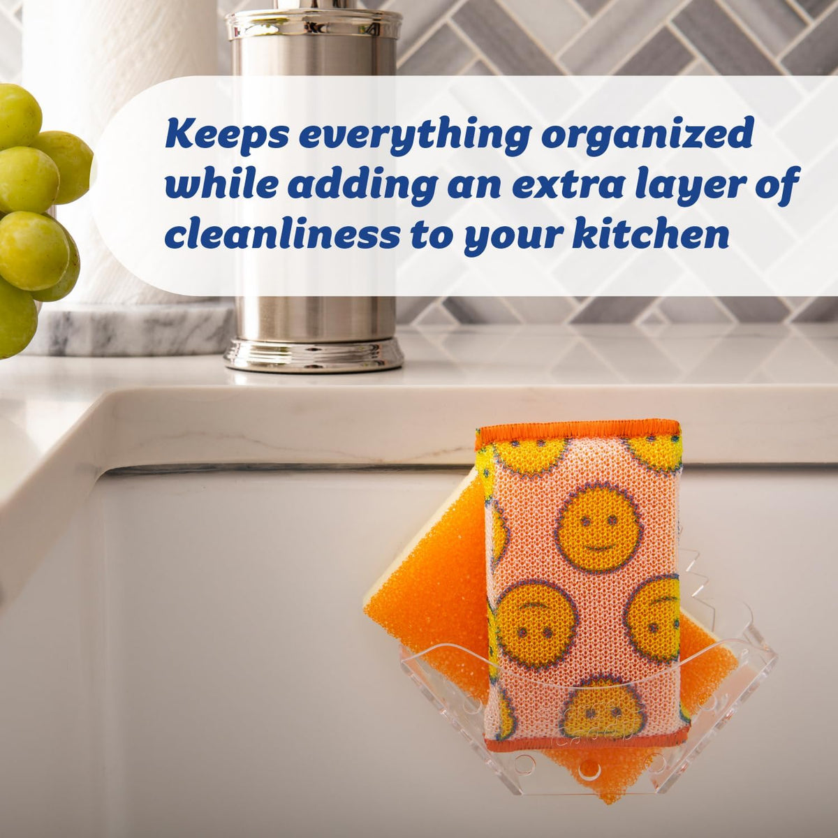 Sponge Caddy Universal Household Sponge Holder - in Sink Sponge Holder with Dual Suction Cups - for  and Traditional Sponges