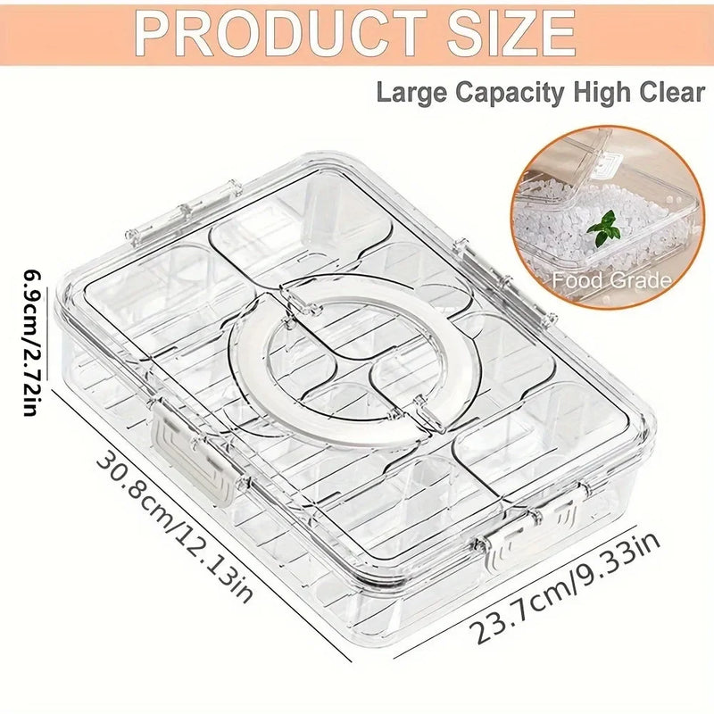 New Style Veggie Tray with Lid Handle Divided Serving Tray Snack Spinner Portable Snackle Box for Candy Fruits Nuts Clear Fridge