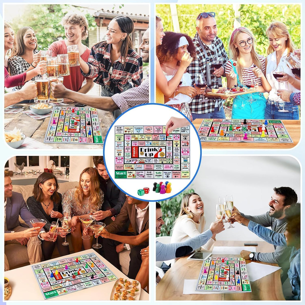 Drinking Board Games for Adults, Rubber Mat Drinking Board Game, Funny Party Interactive Games for Game Night, Birthday, Family Play or Any Occasion, Age 21+, 2-8 Players