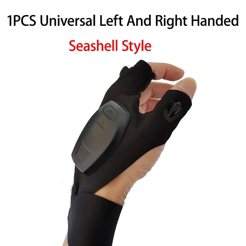 LED Flashlight Fishing Strap Fingerless Gloves Waterproof Cycling Camping Hiking Rescue Glove Lamp Lighting Gloves