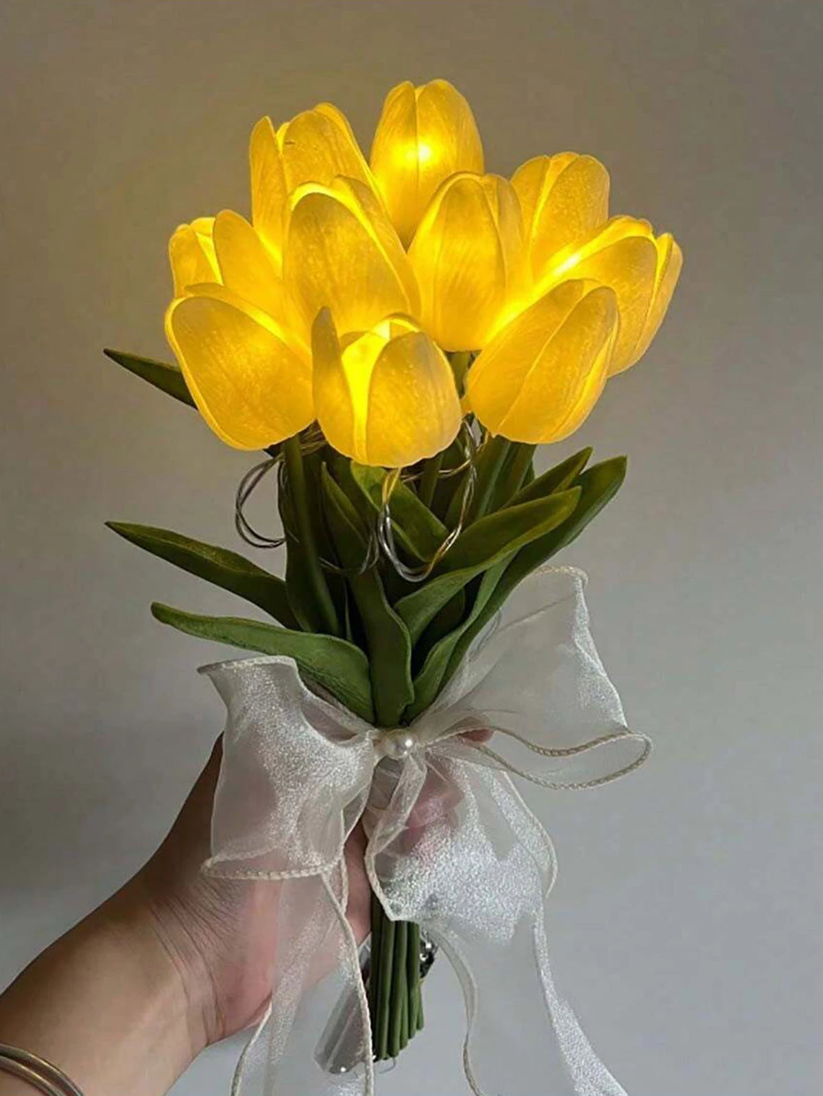 5/10Pcs LED Tulips Bouquet Night Light for Home Garden Artificial Flowers PU Tulip Fake Flower Decoration Wedding Birthday Gift