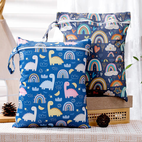 1Pc 26*36Cm Wet Dry Bags Waterproof Reusable Zippered Pockets Cloth Diaper Travel Beach Pool Wet Bags for Swimsuits