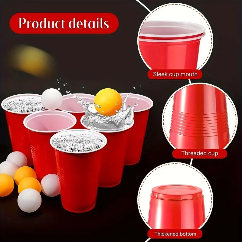 Beer Pong Game Toy Set with 12Pcs Beer Mugs & 8Pcs 40+ Ping Pong Balls, Outdoor Gathering Party Drinking Supplies,Christmas