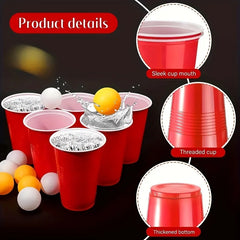 Beer Pong Game Toy Set with 12Pcs Beer Mugs & 8Pcs 40+ Ping Pong Balls, Outdoor Gathering Party Drinking Supplies,Christmas