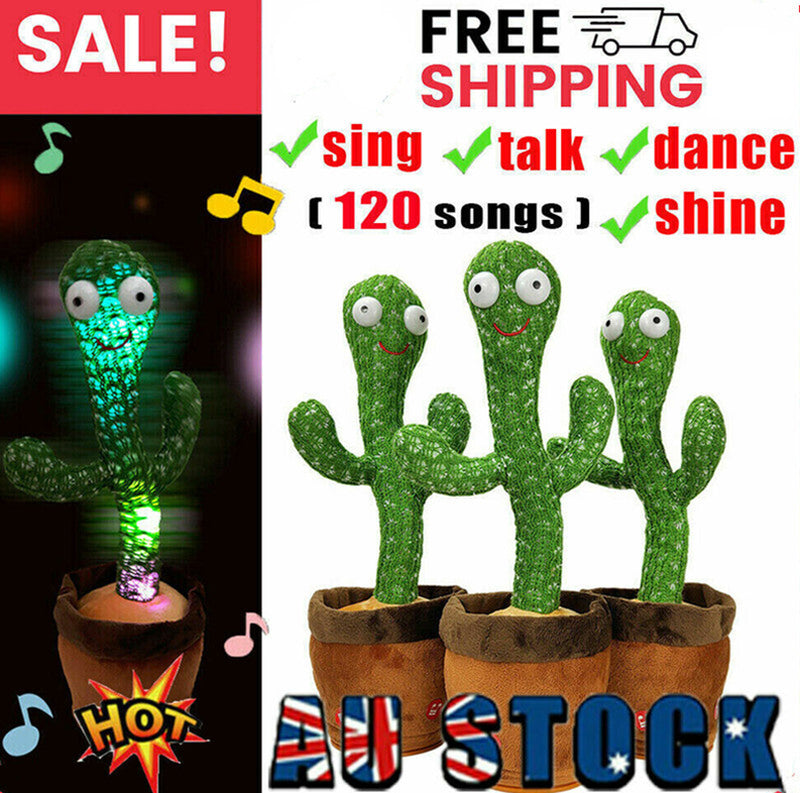 Dancing Talking Singing Shaking Cactus Kids Gift Plush Doll USB Charging Toy