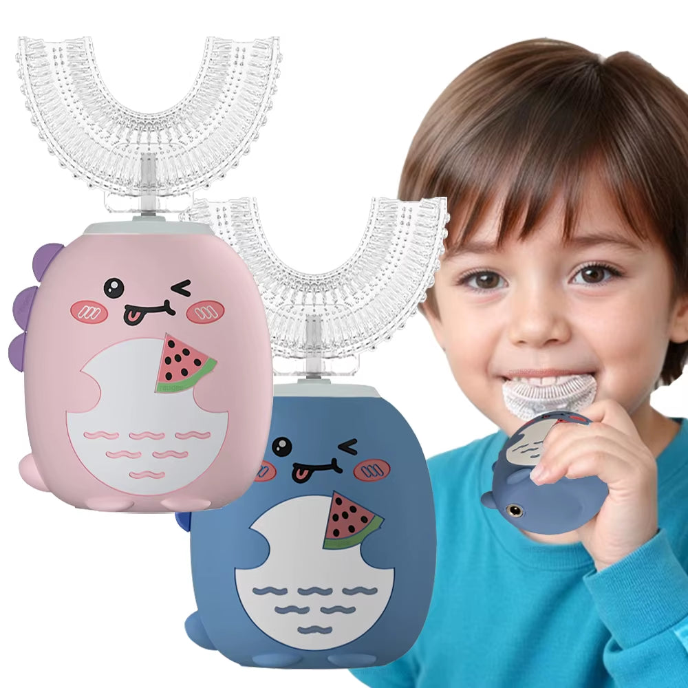 Electric Toothbrush for Children U Shaped Electric Child Toothbrush USB Rechargeable Cartoon Kids Children'S Electric Toothbrush