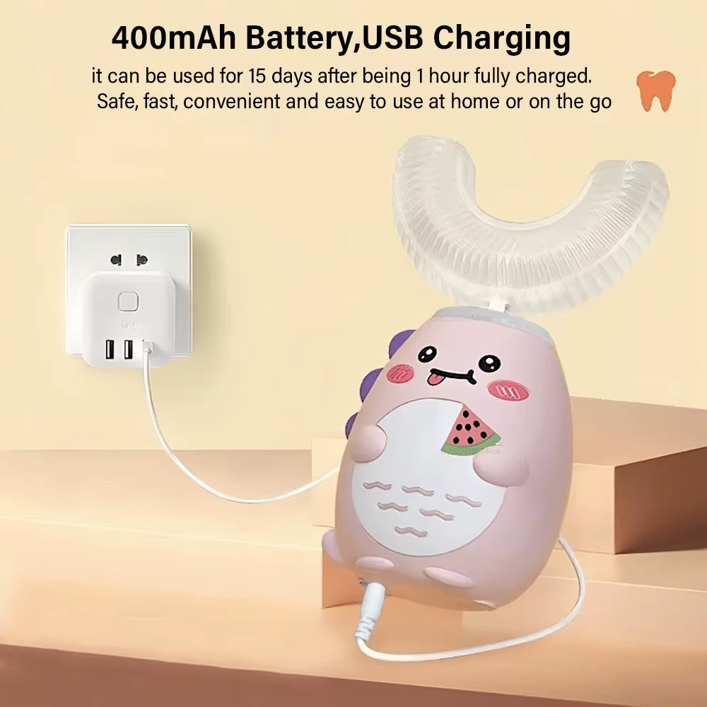 Electric Toothbrush for Children U Shaped Electric Child Toothbrush USB Rechargeable Cartoon Kids Children'S Electric Toothbrush