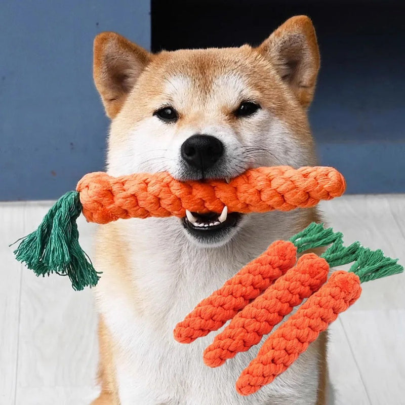 Carrot Shaped Dog Bite Rope Toy | Durable Chew Toy for Puppies Teeth Cleaning