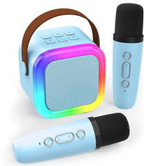 KINGLUCKY Mini Karaoke Machine with 2 Wireless Microphones Bluetooth 5.3 Speaker LED Nightlight IPX4 Water Resistant Portable DVD Player for Halloween Birthday Gifts