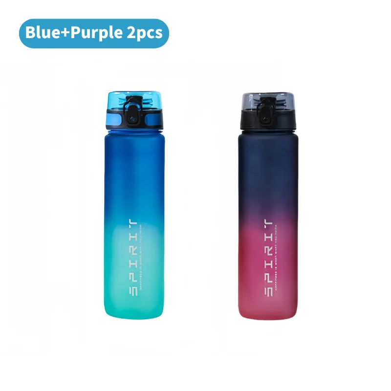 1 Liter Large Capacity Sports Water Bottle Gradient Color Plastic Cup Drink Items Outdoor Beach Travel Portable Gym Fitness Jugs