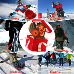 Heated Gloves,Battery Box Hand Warm Windproof Thermal Winter for Cycling Motorcycle Driving Skiing Outdoor Winter Sport (No Battery)