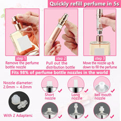Travel Perfume Refillable Bottle Atomiser - 3-Pack 5ML  Perfume Atomiser, Pocket Perfume Dispenser, Scent Pump Case, Leakproof Portable Perfume Sprayer for Women and Men (Black & Grey & Gold)