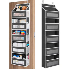 Over Door Hanging Organizer Storage, 5-Tier Closet & Pantry Organizer with 5 Deep Pockets, Heavy Duty Anti-Tilt Design, Holds up to 44 Lbs, No Drill Install for Bedroom, Bathroom, Nursery, Dorm & Small Space