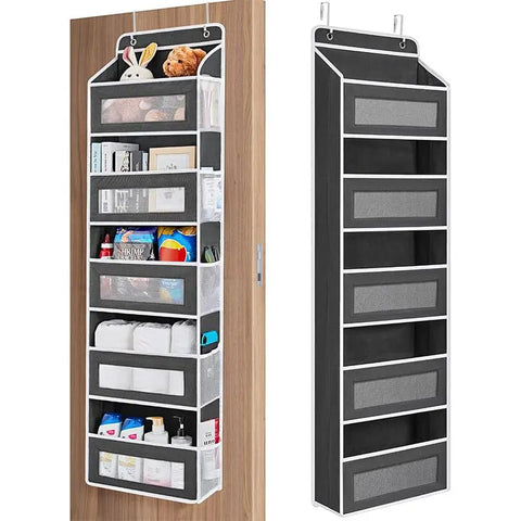 Over Door Hanging Organizer Storage, 5-Tier Closet & Pantry Organizer with 5 Deep Pockets, Heavy Duty Anti-Tilt Design, Holds up to 44 Lbs, No Drill Install for Bedroom, Bathroom, Nursery, Dorm & Small Space