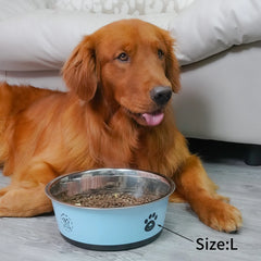1PC Non-Slip Stainless Steel Dog Food Bowl Cat Bowl Anti-Tip Non-Slip Pet Bowl