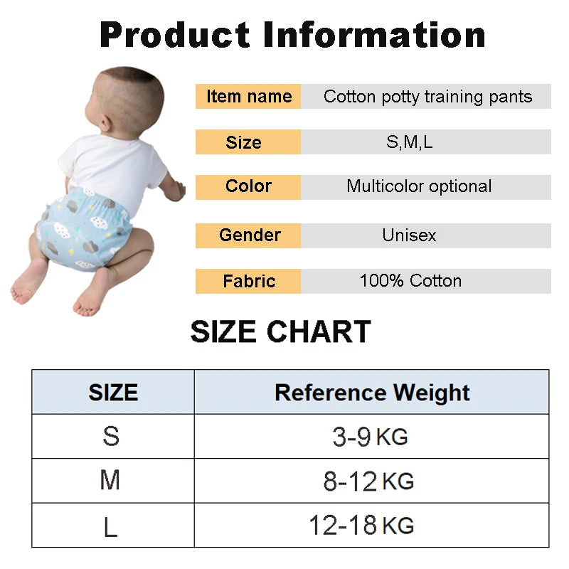 Baby Cotton Potty Training Pants Toddler Reusable Diapers Panties Ecological Washable 6 Layer Waterproof Cloth Nappies Underwear