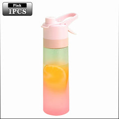 1-4PCS Large Capacity Spray Water Bottle with Straw Gradient Frosted Portable Outdoor Sports Travel Mist Sprayer Reusable Cup