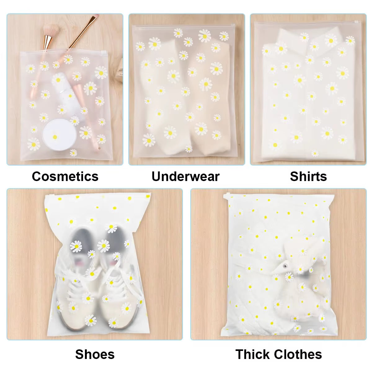 10 Pack Travel Storage Bags for Clothes, Clear Reusable Bags Plastic Ziplock Bags Luggage Organizer Pouch for Clothes Towels