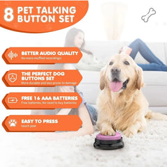 Pet Buttons for Communication, Talking Buttons for Dogs and Cats,8 Recordable Sound Buttons + 24 Scene Patterns + 1 Dog Button Mat+ 16 AAA