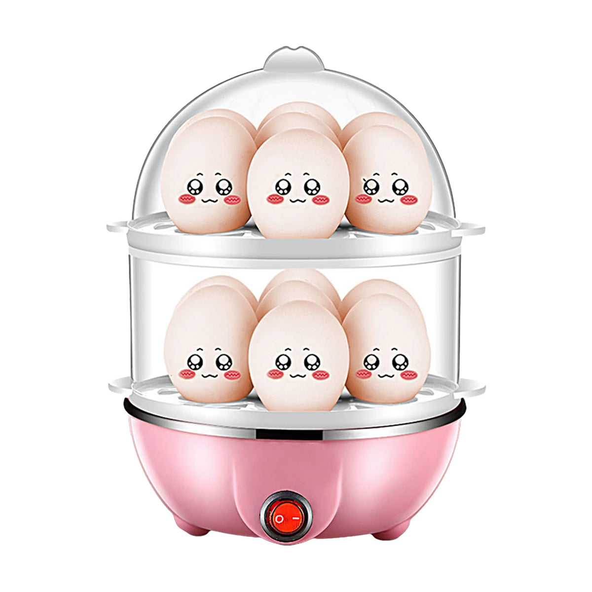 Double Layer Egg Cooker 14 Egg Capacity Hard Boiled Egg Cooker Anti-Dry Electric Egg Boiler with 40Ml Measuring Cup Steam