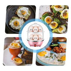 Double Layer Egg Cooker 14 Egg Capacity Hard Boiled Egg Cooker Anti-Dry Electric Egg Boiler with 40Ml Measuring Cup Steam