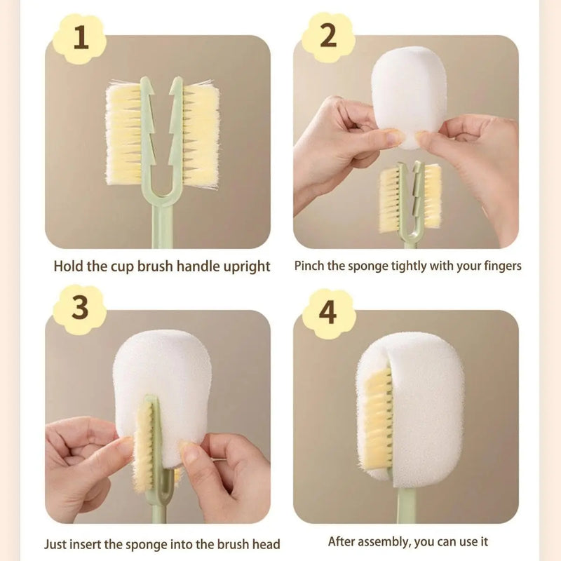 New 5-In-1 Cup Washing Household Multi-Function Cup Brush Water Cup Insulation Cup Brush Bottle Cleaning Sponge Brush