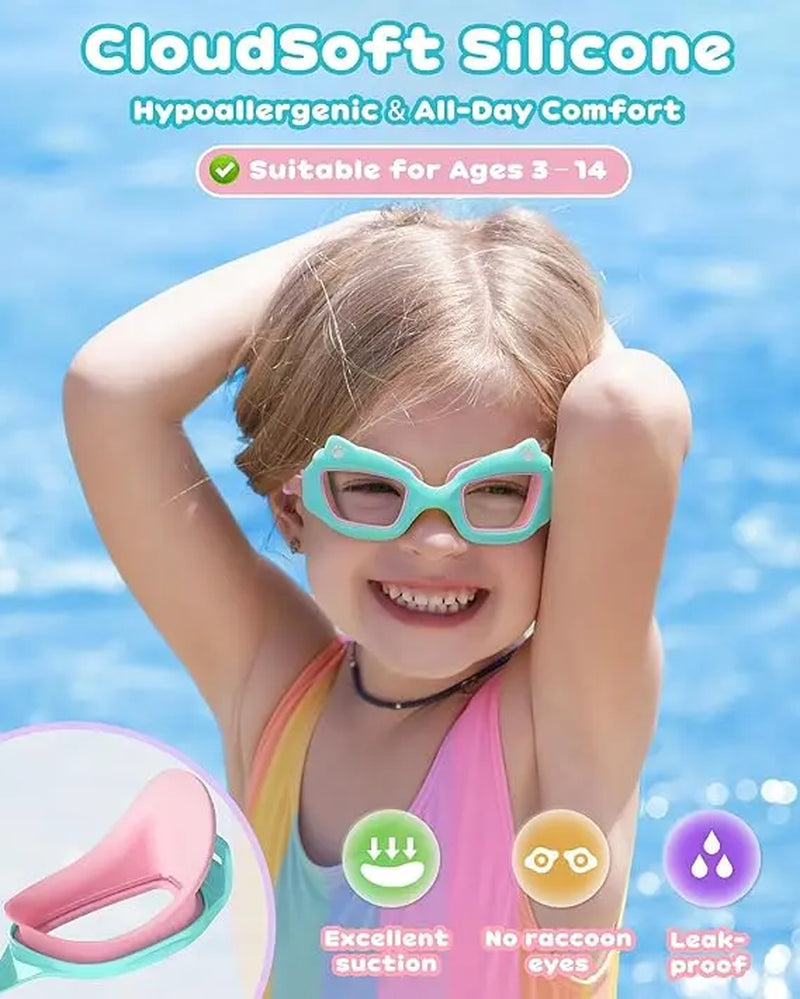 **Marisun Kids Swim Goggles (2-Pack) – Anti-Fog, UV Protection, Wide View Swimming Goggles for Boys & Girls Ages 3–15+, Shatter-Resistant Lenses for Pool, Beach & Outdoor Swimming**