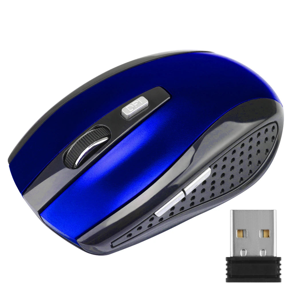 Computer Wireless Optical Mouse Fast Speed 6 Buttons Gaming Mice 800/1200/1600DPI Desktop PC Portable Matte Black