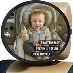 Baby Car Mirror for Rear Facing Infant - Shatterproof Acrylic, 360° Rotation, Clear Wide View, Easy Install, Secure & Steady, 8.5 X 7 X 2.4 Inches