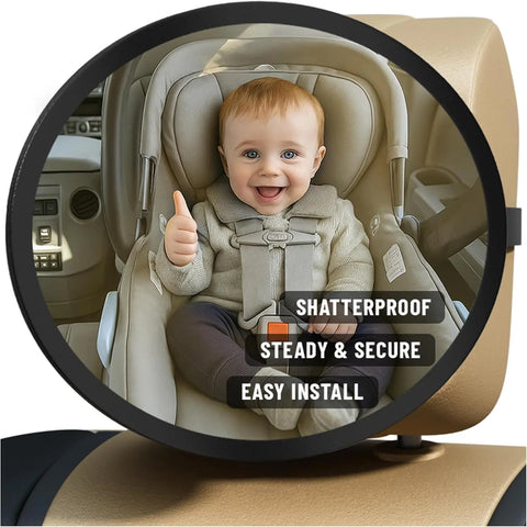 Baby Car Mirror for Rear Facing Infant - Shatterproof Acrylic, 360° Rotation, Clear Wide View, Easy Install, Secure & Steady, 8.5 X 7 X 2.4 Inches