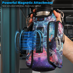 Magnetic Gym Water Bottle Bag with Phone Pocket & Adjustable Strap