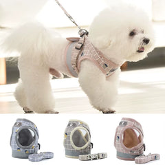 Dog and Cat Harness Reflective Puppy Kitten Collars Breathable Mesh Vest Adjustable Small Dog Cat Vest Harnesses Leash Pug Pet Supplies