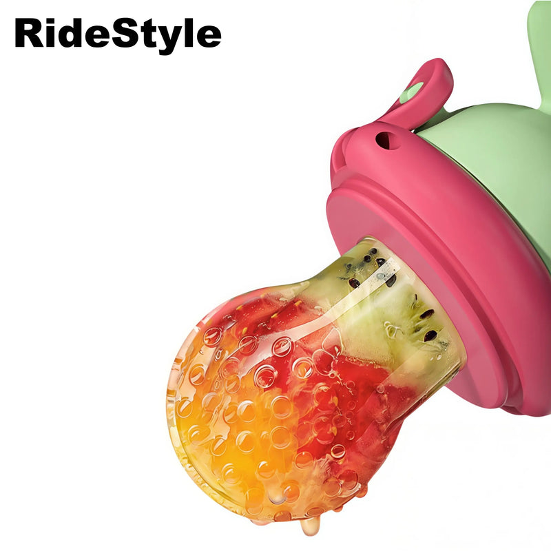 2 Pcs Silicone Fruit Teether, Rotating Push Type Fruit Feeder, Baby Food Push Spoon – Easy Baby Food Dispenser, Blue / Green / Pink