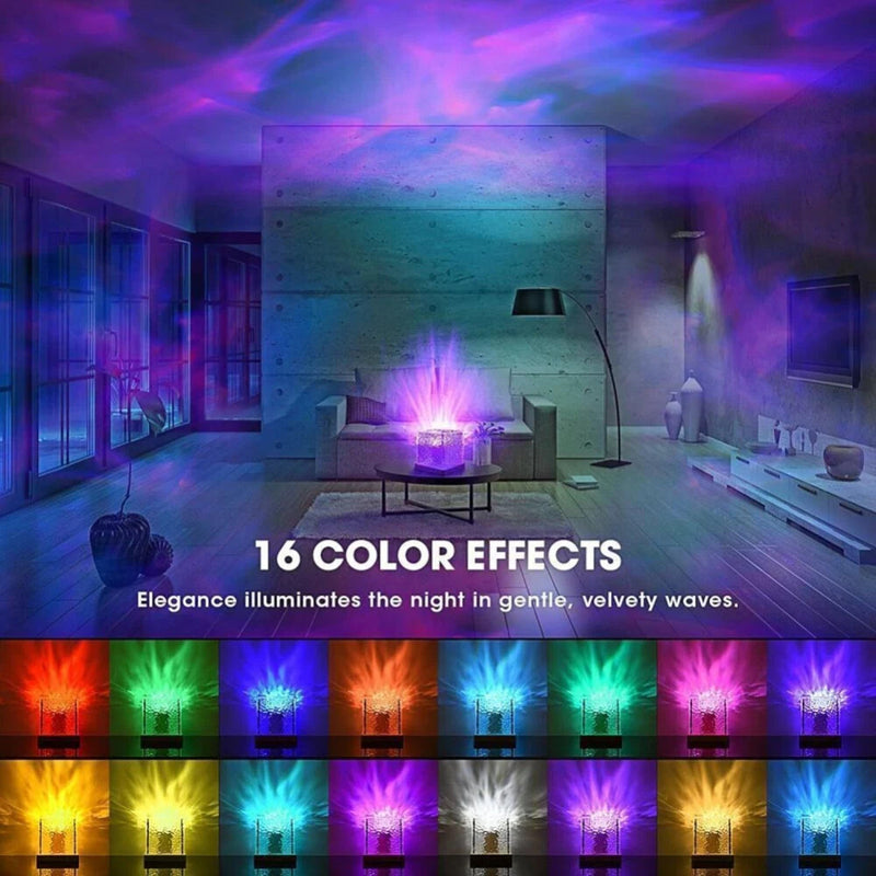 RGB Cube Northern Lights 16 Colour Aurora Projector Lamp Ocean Wave Night Lights