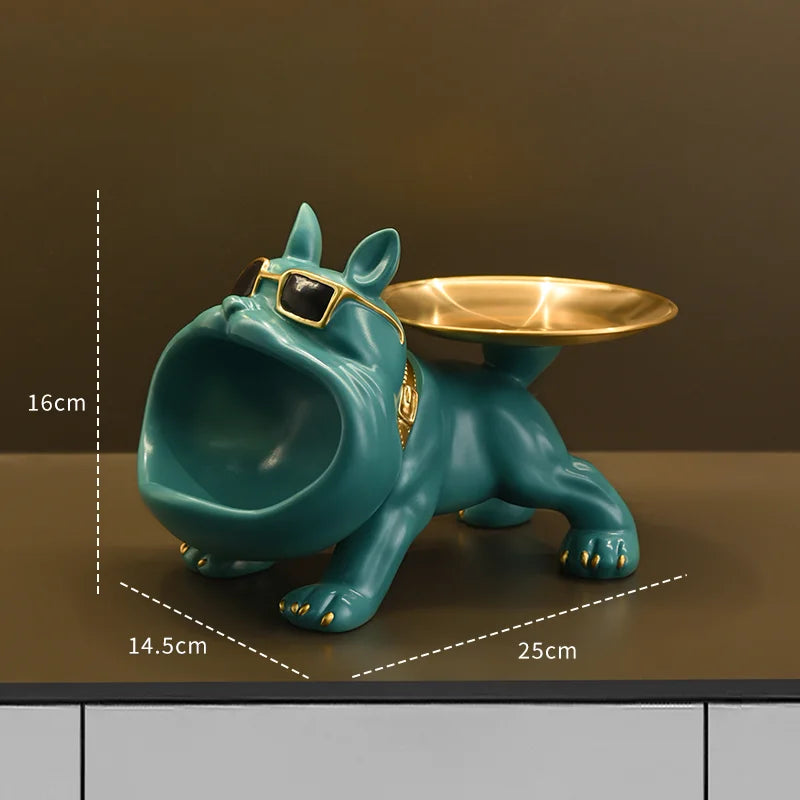 Resin Dog Statue Bulldog Statue Storage Tray Animal Decoration Resin Craft Art Sculpture Statue Dog Sculpture Home Decoration
