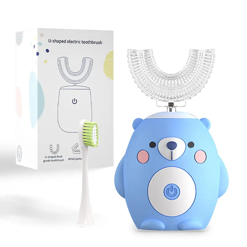 Kids Electric U-Shaped Toothbrsh - Cat Cartoon Sonic Atomatic Toothbrsh, 4-Head Fll Moth 6-Speed Cleaning Mode, Sitable for 2-15 Years Old Rechargeable Electronic Toothbrushes
