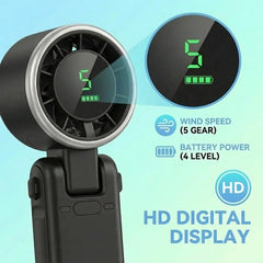 WESTDEER Portable Handheld Turbine Fan - 5-Speed 3-In-1 Rechargeable Fan with 4000Mah Battery, up to 10-Hour Runtime, Air Turbine Tech for Outdoor Activities, Summer Essential